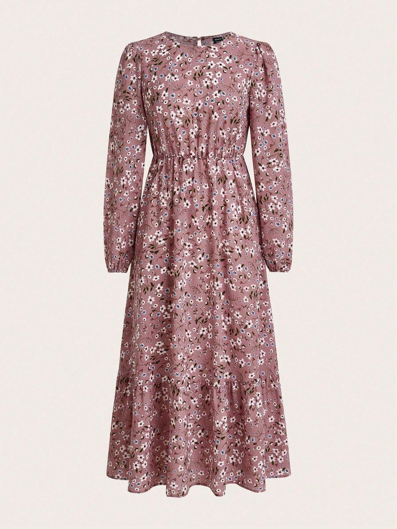 Floral Print Long Sleeve Dress Maxi