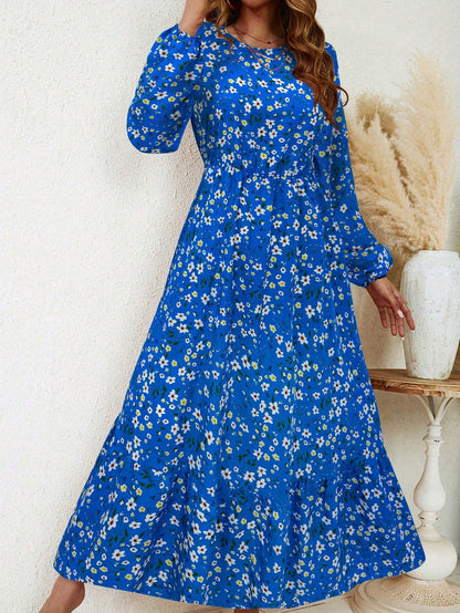 Floral Print Long Sleeve Dress Maxi