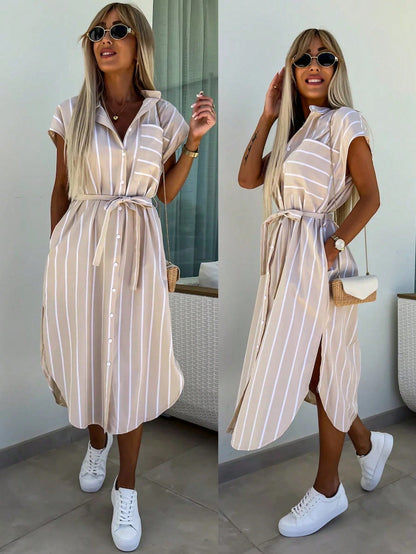 Leopard Print Front Button Shirt  long dress