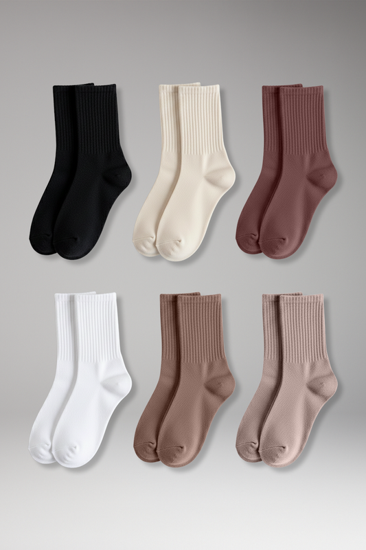 Women's Crew Socks Ribbed Ruffled Edge