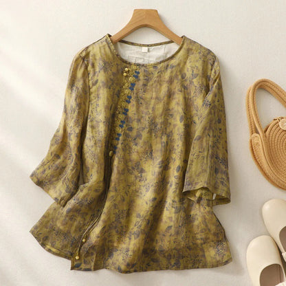 Women's Embroidered Round Neck Blouse