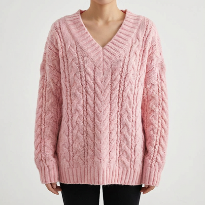Women's V-Neck Knit Pullover Sweater