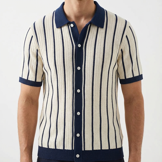 Portofino Men's Striped Cotton Polo Shirt