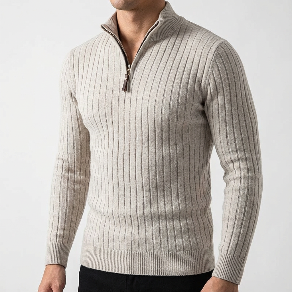 L'Artisan Men's Wool Quarter Zip Sweater