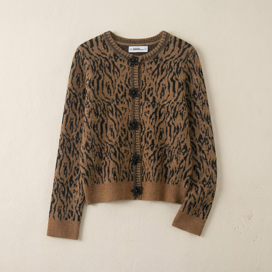 Women's Leopard Knit Cardigan