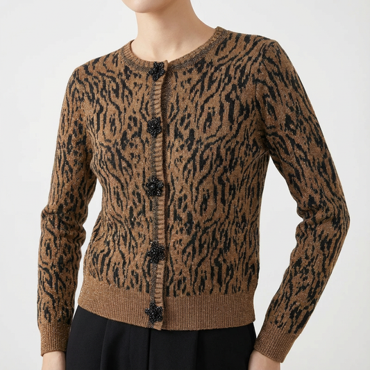 Women's Leopard Knitted Cardigan