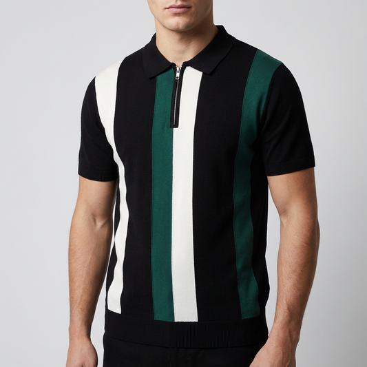 Women's Polo Shirt Silk Blend Zip Front