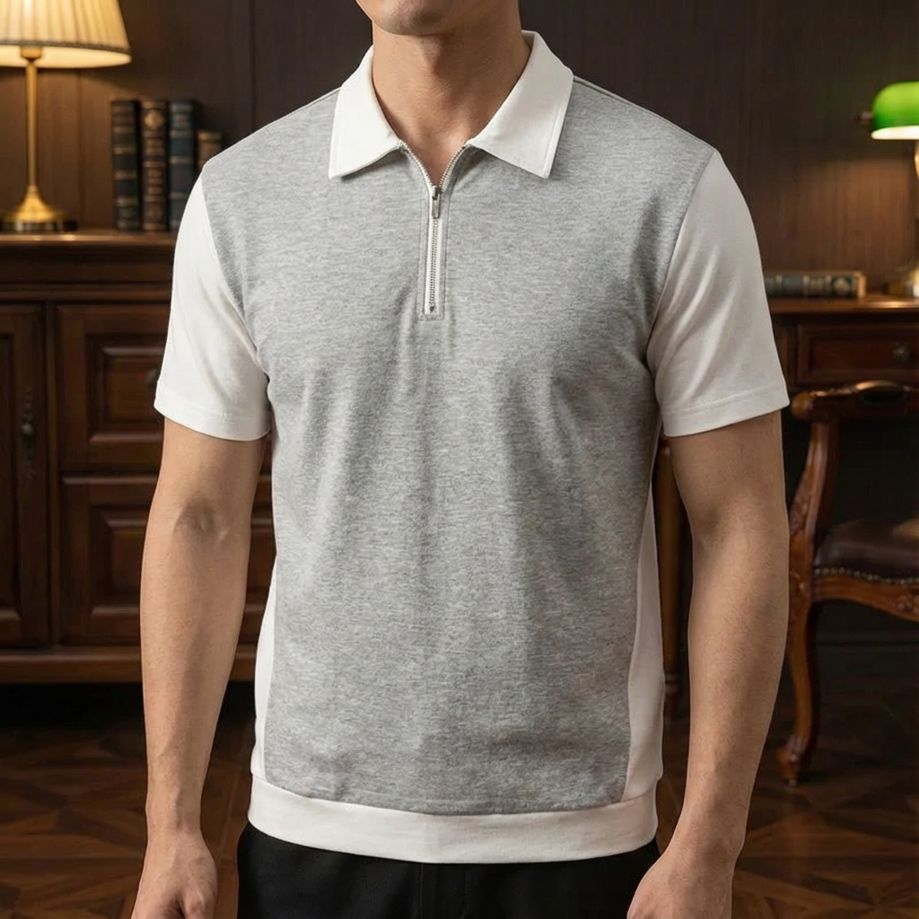 Men's Quarter Zip Polo Shirt