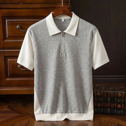Men's Cotton Quarter-Zip Polo Shirt
