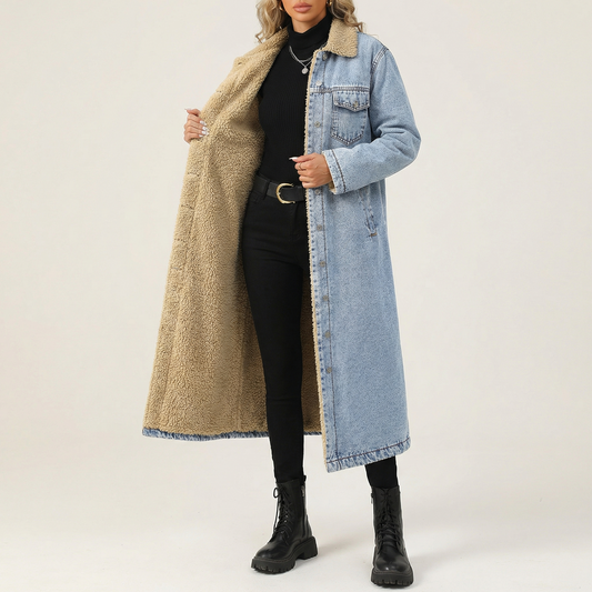 Women's Shearling Denim Coat