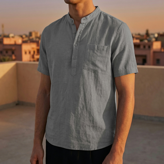 Portofino Men's Cotton Linen Henley Shirt