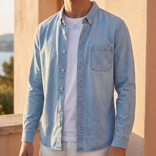 Men's Cotton Long Sleeve Denim Shirt