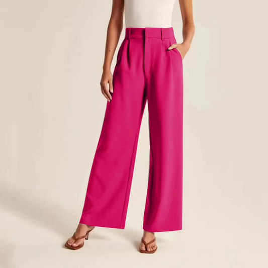 Women's High Waisted Linen Trousers Pleated Beige
