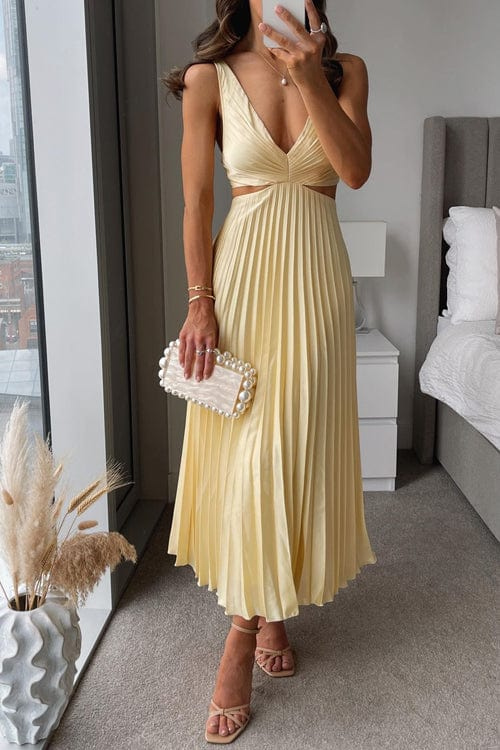 Women's Pleated Midi Dress Elegant