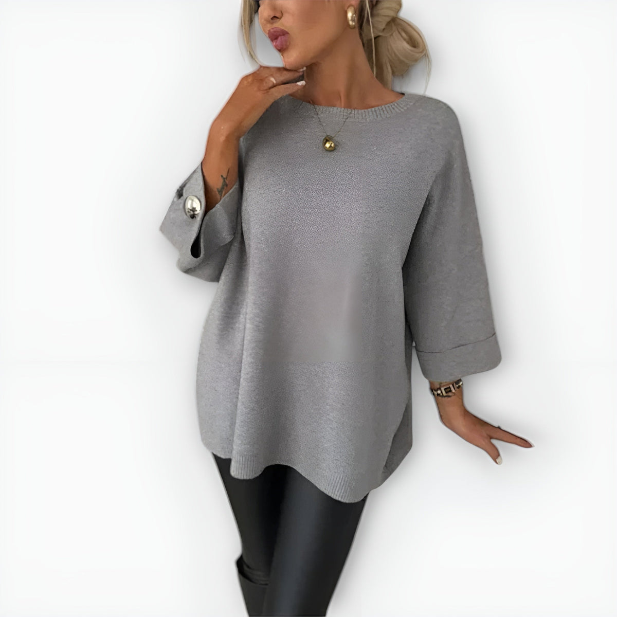 Women's Soft Crewneck Sweater Mid-Length Sleeve