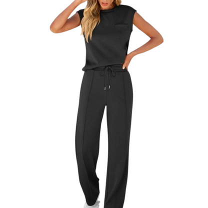 Women's Sleeveless Lounge Set Drawstring
