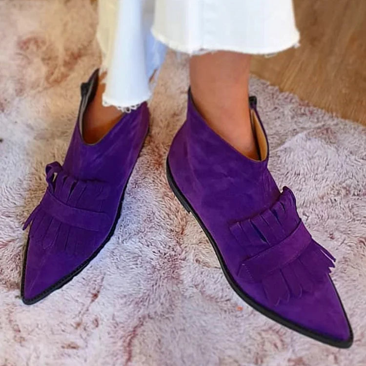 Women's Pointed Toe Fringe Boots