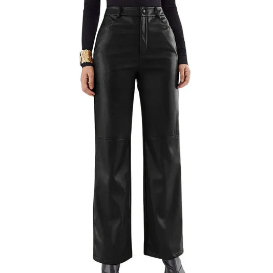 Women's High-Waist Leather Pants