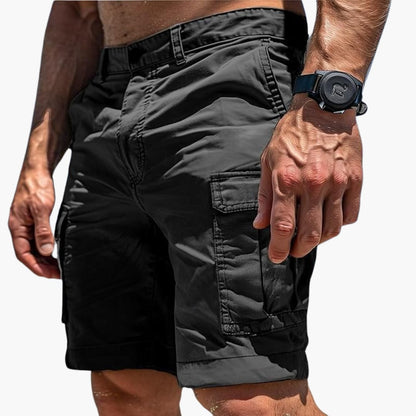 Men's Cargo Shorts Elastic Waist Flap Pockets Khaki