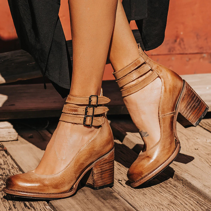 Marcellia | Women’s Buckle Strap Block Heel Shoes