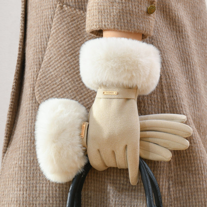 Women's Fitted Winter Gloves Fur Trim Cold Weather