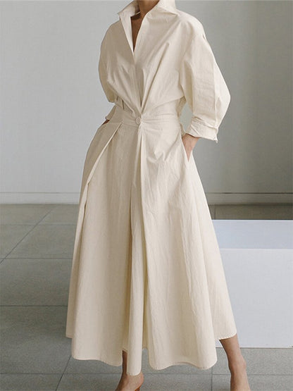 Women's Midi Dress Button Front Closure