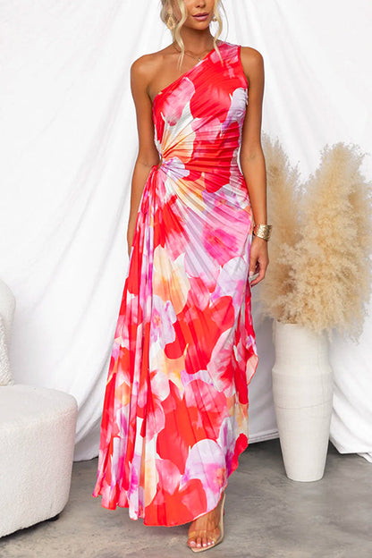 One-Shoulder Draped Maxi Dress