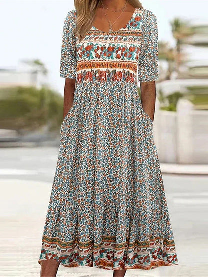 Women's High-Waist Dress with Side Pockets