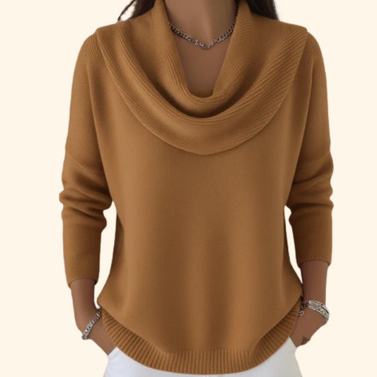Women's Draped Cowl Neck Knit Sweater