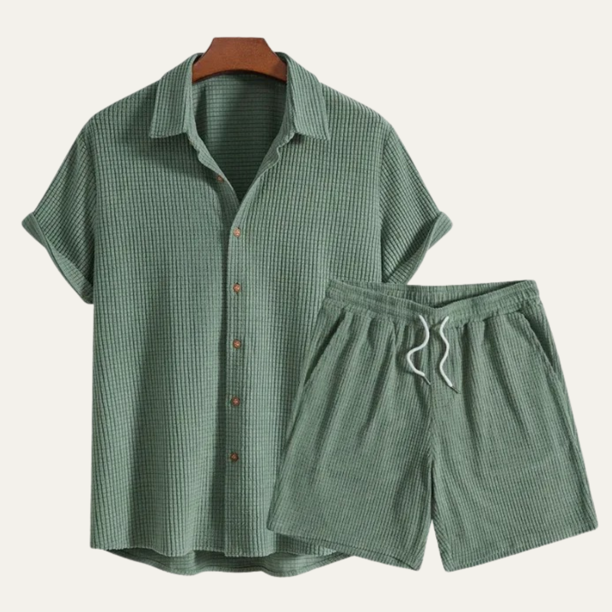 Men's Summer Casual Shirt And Shorts Set