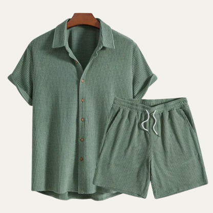 Men's Summer Casual Shirt And Shorts Set