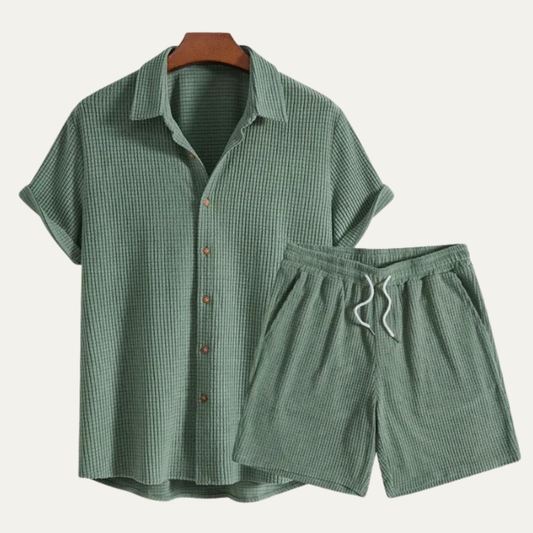 Men's Summer Casual Shirt And Shorts Set