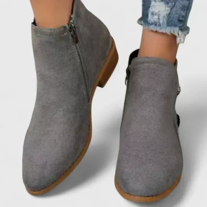 Women's Side Zip Block Heel Ankle Comfort  Boots