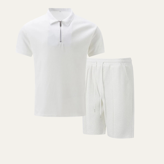 Men's Casual Summer Set Shirt And Shorts Solid Color