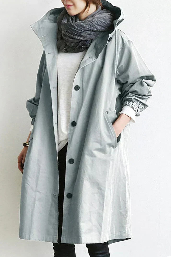 Women's Waterproof Raincoat Hooded Long Warm