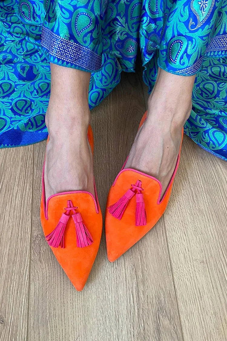 Women's Pointed Toe Tassel Loafers