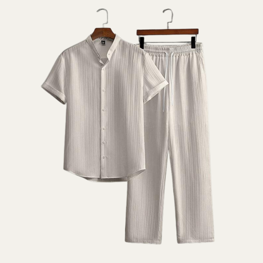 Men's Linen Summer Casual Shirt And Pants Set