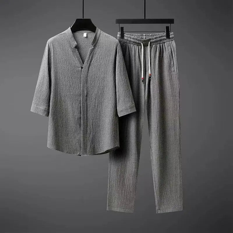 Men's Linen Tracksuit 2-Piece Classic Comfortable Set