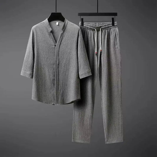 Men's Linen Tracksuit 2-Piece Classic Comfortable Set