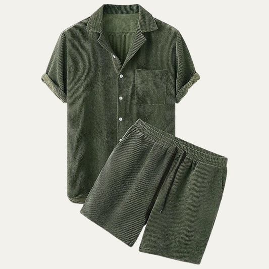 Men's Corduroy Summer Set Shirt And Shorts