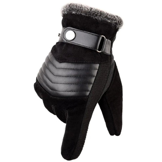 Men's Winter Gloves Touch Screen Genuine Leather Strap