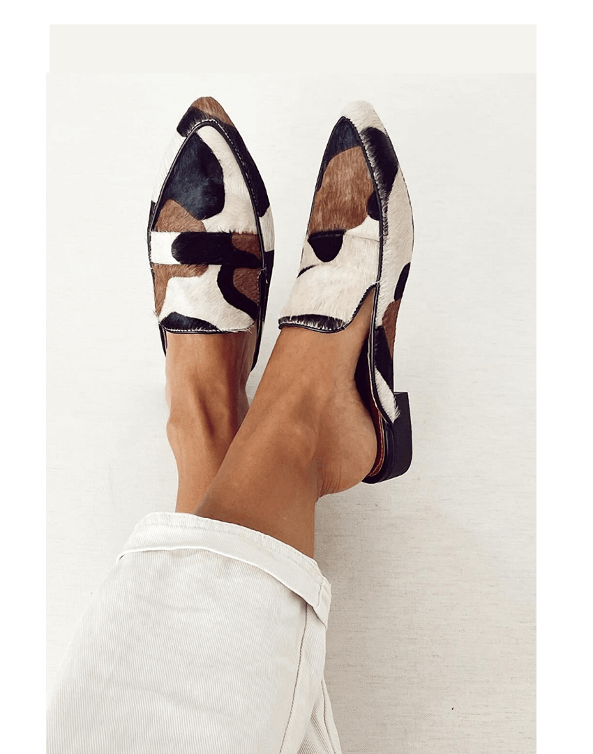 Women's Pointed-Toe Loafers Cow Print
