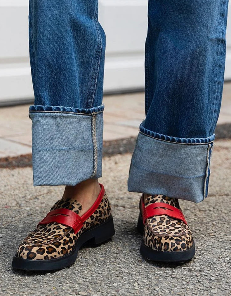 Women's Platform Loafers Patterned Strap