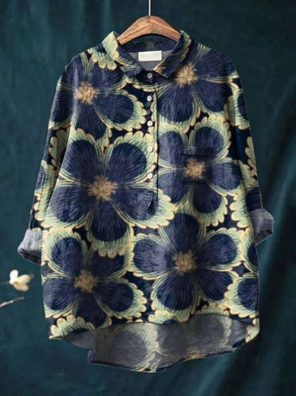 Women's Button-Front Floral Print Blouse
