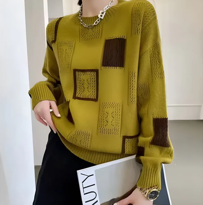 Women's Patchwork Crewneck Sweater