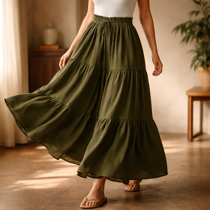 Women's Flowy A-Line Ruffle Skirt