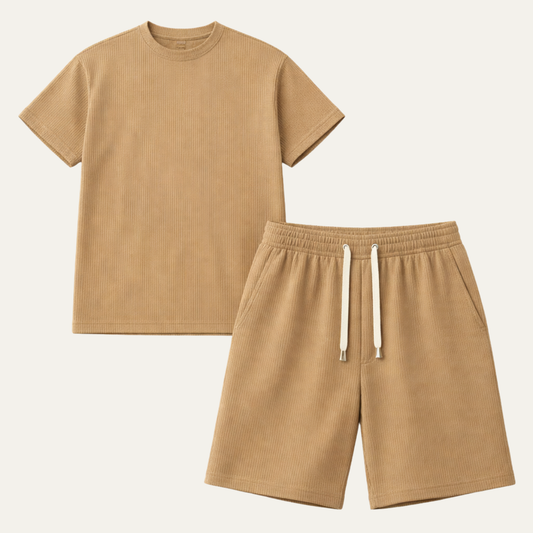 Men's Summer Jacquard T Shirt And Shorts Set