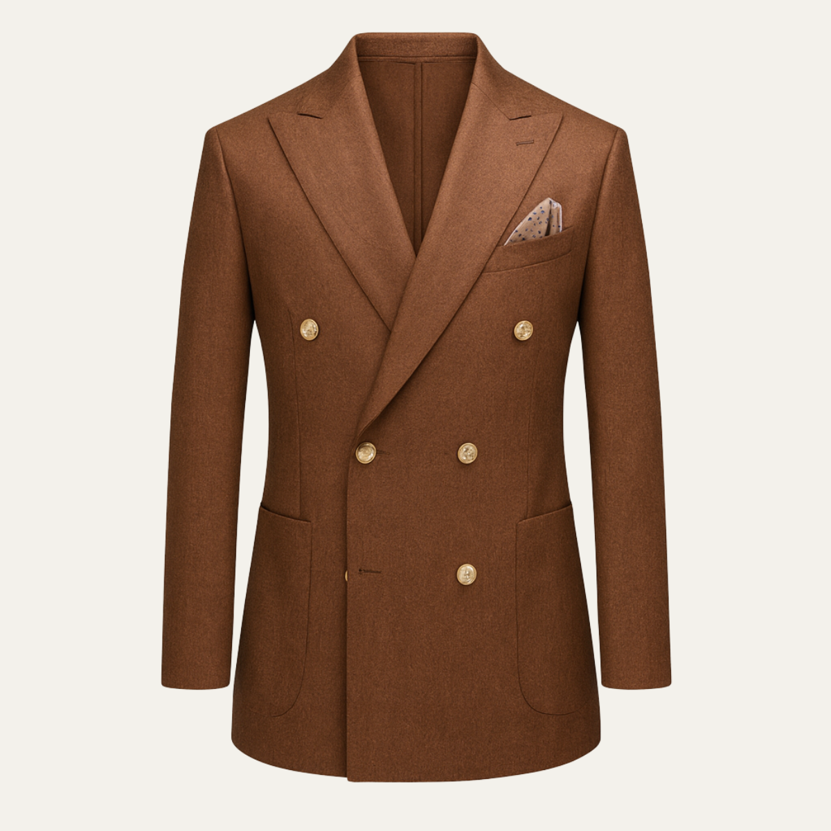 Men's Brown Double Breasted Suit Slim Fit 2 Piece