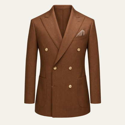 Men's Brown Double Breasted Suit Slim Fit 2 Piece