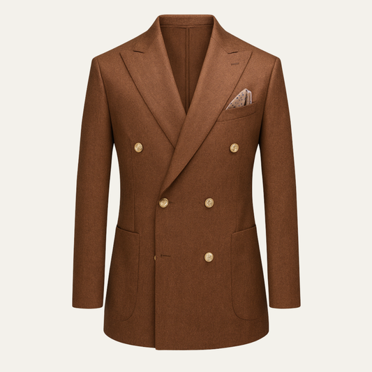 Men's Brown Double Breasted Suit Slim Fit 2 Piece